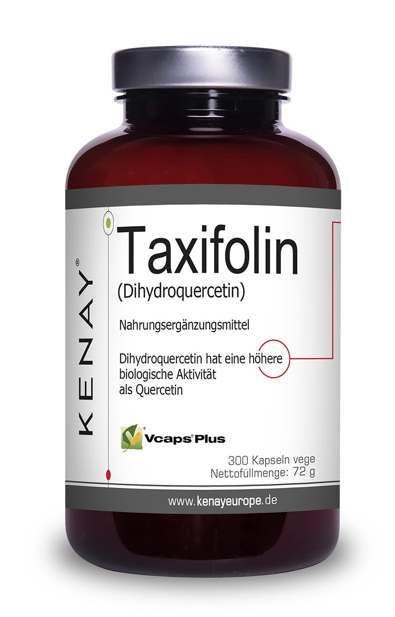 TAXIFOLIN (Dihydroquercetin) 100mg pro Tagesdosis - pflanzliche Kapsel - Vegan - Ohne Magnesiumstearat - 300 Kapseln vege KENAY EUROPE - Taxifolin 92% (Dihydroquercetin) - Nahrungsergänzungsmittel