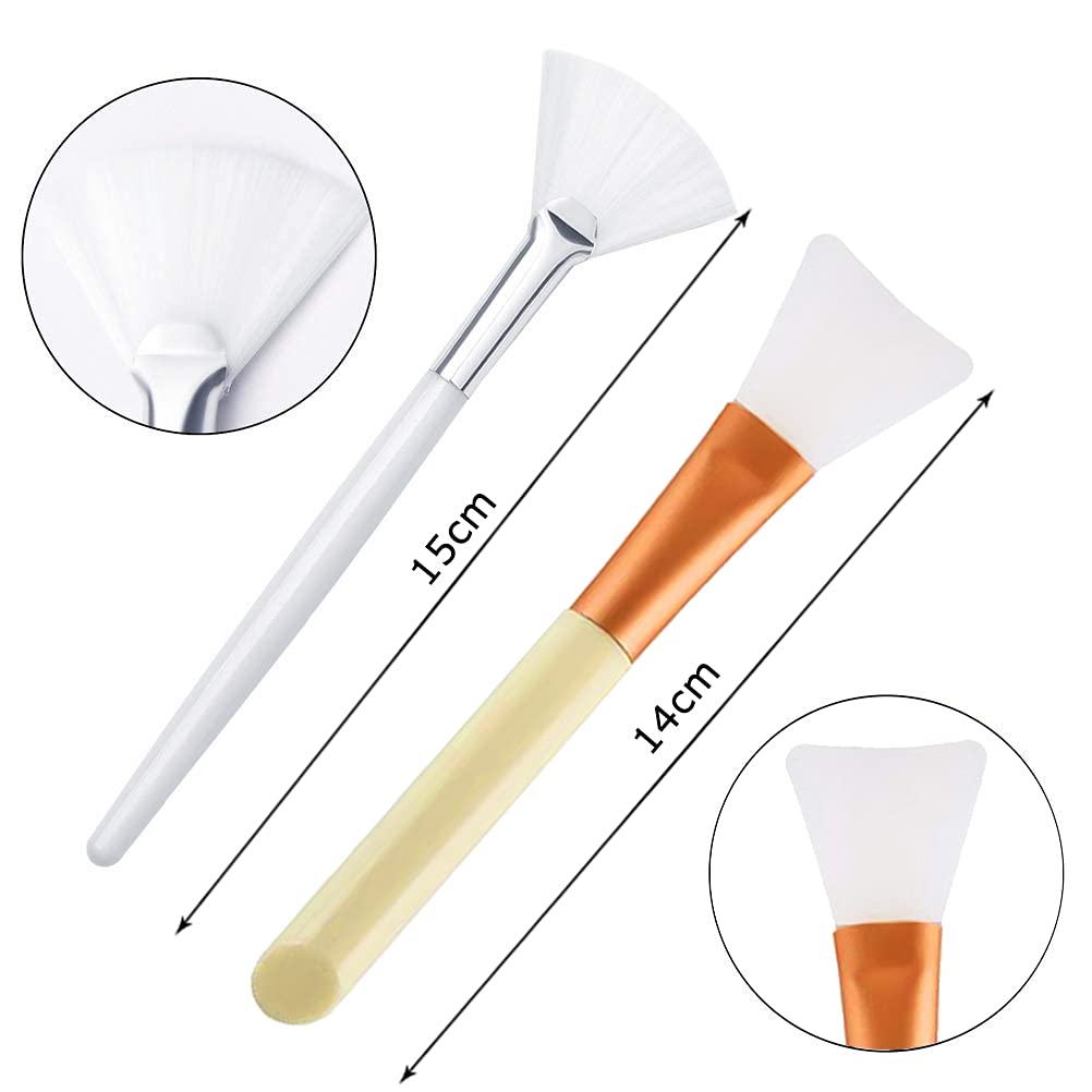 Fan Brushes Silicone Brushes for Facials, 4 Pcs Face Mask Applicator Brushes Makeup Skin Care Tools for Glycolic Peel Mud Mask Cosmetic