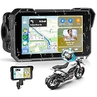 Rimoody Motorcycle Wireless CarPlay Screen Android Auto, 5'' IPS Touchscreen Portable Car Play Android Auto for Motorbike, Navigation/Siri, Bluetooth, Waterproof, Tire Detection Pressure