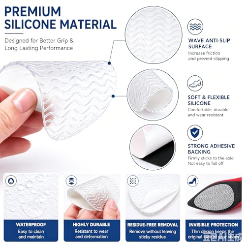 Image of Shoe Sole Bottom Protector, 3.5'' by 2.5'', Clear | Self-Adhesive Grips, Non-Slip Pads, Sole Guard, Anti-Slip Grips