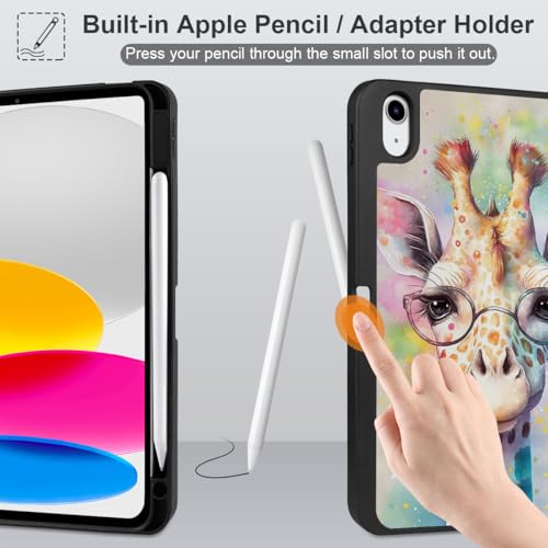 MEEgoodo Case for iPad A16 11th Generation 11 inch 2025/iPad 10th Generation 10.9 inch 2022, Tablet Cover with Trifold Stand + Pencil Holder + Auto Wake/Sleep + Soft TPU Back Cover, Giraffe by MEEgoodo - Image 4