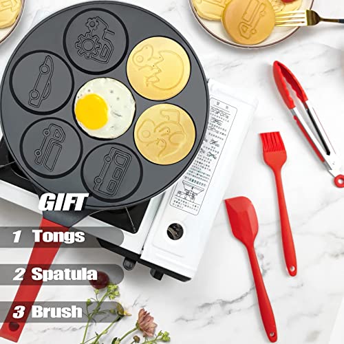 Dinosaur Pancake Molds For Kids, Dino Egg Pan Mini Waffle Maker Breakfast Nonstick Silver Dollar Pancake Waffle Pan, Car Pancake Maker Pancake Pan Truck Pancake Griddle Shapes Crepe Maker 7 Mold #TOP2