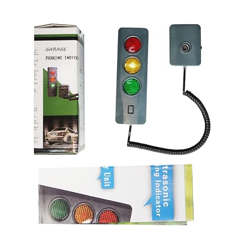 Hfidkde Garage Parking Aid,Wall Mounted Garage Parking Sensor,Parking Stopper for Garage Car Stop Indicator,Garage Parking Assist Anti Collision Warning Device,with Three Colors Traffic Light. 0-1