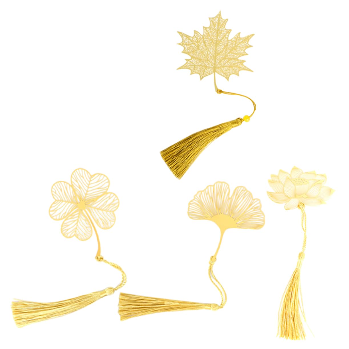 Ciieeo 16pièces Marque-pages Métalliques Créatifs Érable Ginkgo Lotus Et Fleur De Lotus Accessoires De Lecture Élégants Pour Femmes Pour Étudiants Et Amateurs