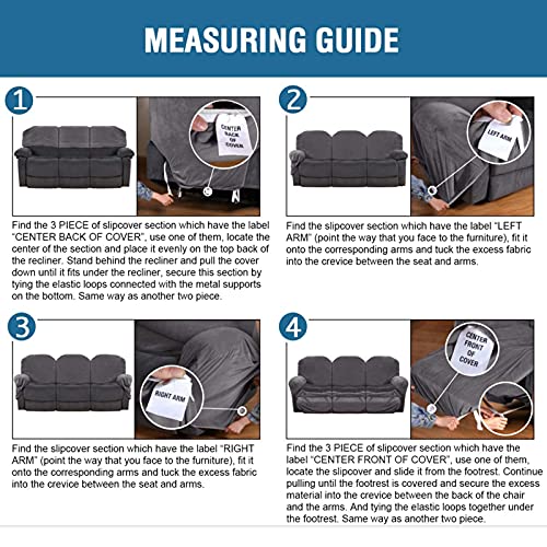 Funda de sillón extensible de terciopelo relax gris de tres plazas lavable 8