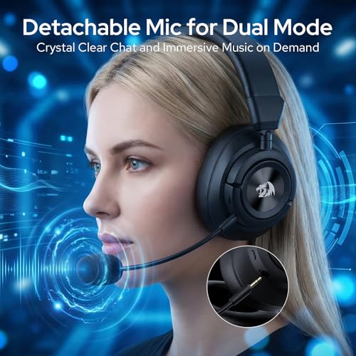 Image of Redragon H889 Wireless Gaming Headset, 4-in-1 (2.4G /BT /USB /3.5mm), 51H Battery & Play-While-Charging, 7.1 Spatial Audio & 53mm Drivers, Detachable Mic, Multi-Platform Headphone for PC /PS5 /NS /Mobile