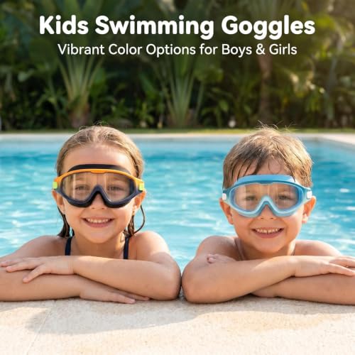 Image of Swim Goggles for Kids 6-12, Wide View Anti-Fog UV Protection No Leaking,Boys Girls Youth Swimming Goggles