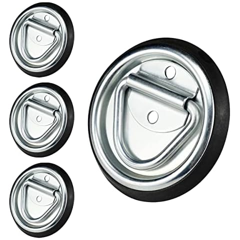 Jamiikury 4Pcs D-Ring Tie Down Anchors, 4 Inch Heavy Duty Tie Down Hooks Floor Flush Surface Mount for Trailers, Truck, Bed Bracket, Pickup Camper, 2000 lbs Capacity Cover