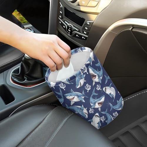 Image of Shark Car Garbage Can Mini Car Trash Bin Car Organizer Car Storage Bag Waterproof Portable Men Accessories Car Decor Road Trip for Kids