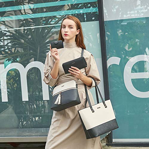 Image of Women Fashion Synthetic Leather Handbags Tote Bag Shoulder Bag Top Handle Satchel Purse Set