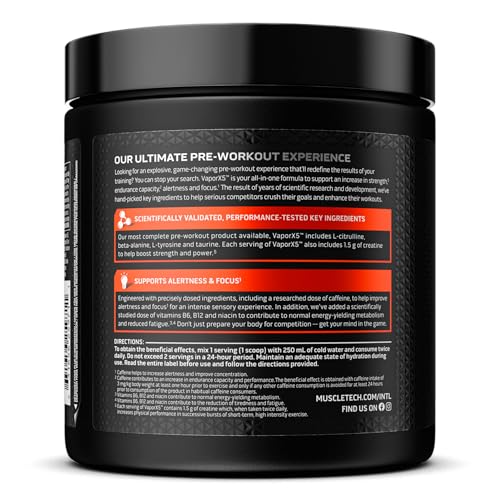 Vapor X5 Pre-Workout MuscleTech Blue Razz Freeze 252g | Énergie explosive et focus maximal - 2
