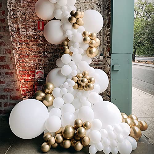 Image of Voircoloria 130pcs White Balloons Different Sizes 18 inch 12 inch 10 inch 5 inch Party Latex Balloons for Birthday Baby Shower Graduation Wedding Anniversary Party Decorations