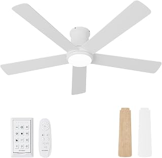 52 Inch Ceiling Fans with Lights and Remote, White