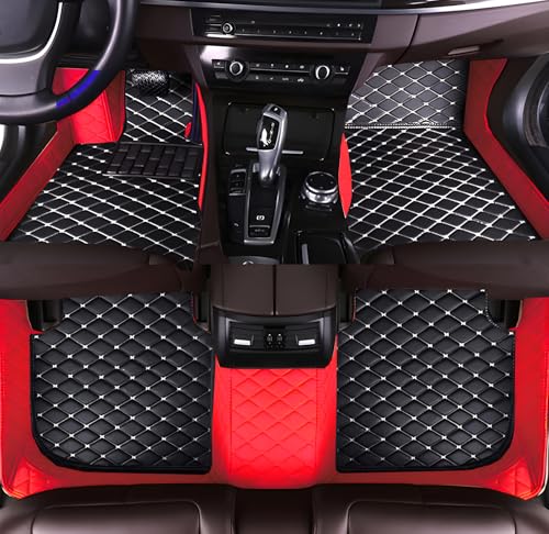 OVINIX Artificial Leather Car Floor Mats Fit or 2000-2011 Volvo S40-Tiguan-Tailored, All-Weather,Easy to Clean， Premium Interior Protection (red and