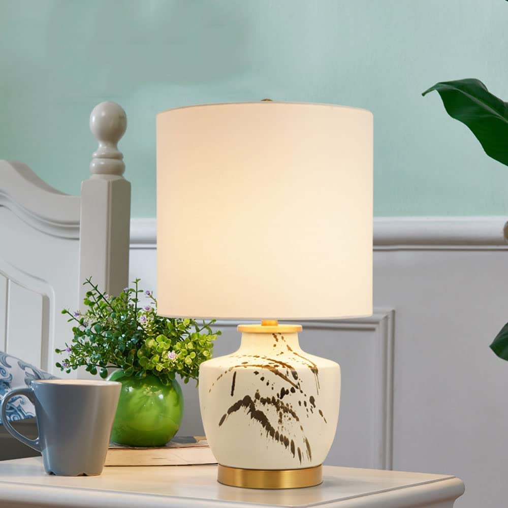 Lampa stołowa Lampy nocne Światło Nocne Chlapanie Ręcznie Kolorowa Ceramiczna Stolik Nocny Z Abażurem Materiałowym Do Sypialni Salonu Dekoracja Biurka (Naciśnij Przycisk
