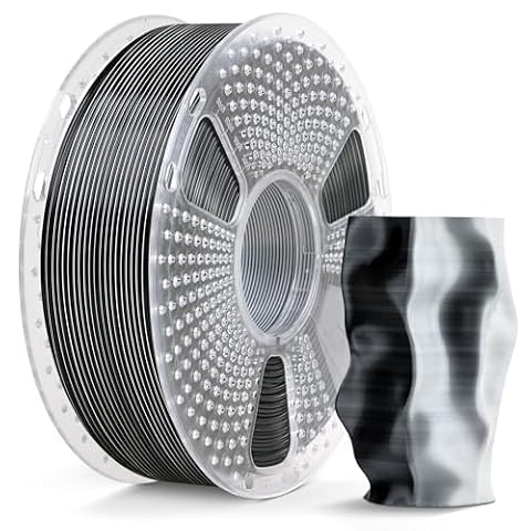 SUNLU Silk Dual Color PLA Plus Filament, Shiny PLA+ Filament 1.75mm, Shiny Silk Texture, 360° Spin Unveils Varied Colors, 1KG Spool(2.2lbs), Silk Dual-Color Black White