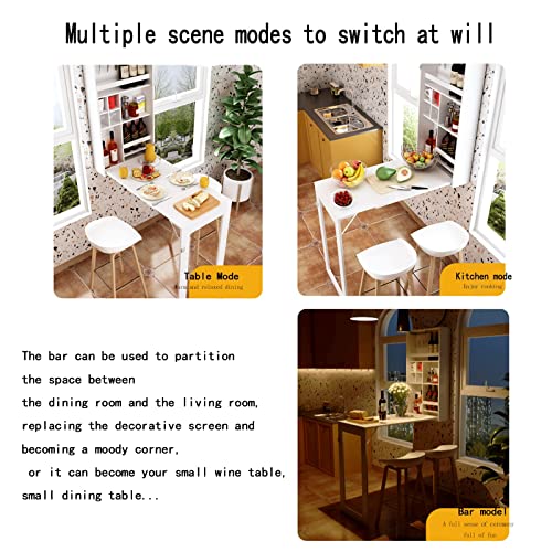 Laptop Desktop With Storage Shelf, Wall Mounted Space Saving Desk Folding Convertible Desk Wooden Floating Writing Desk For Office, Folding Storage Multifunctional Bar Balcony Storage Dining Table (C #TOP2