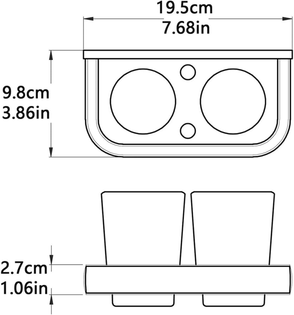 Bathroom Toothbrush Cup Holder Wall-Mounted Storage Rack Double Mouth Toothbrush Container Brass Plating Modern Holders Tray