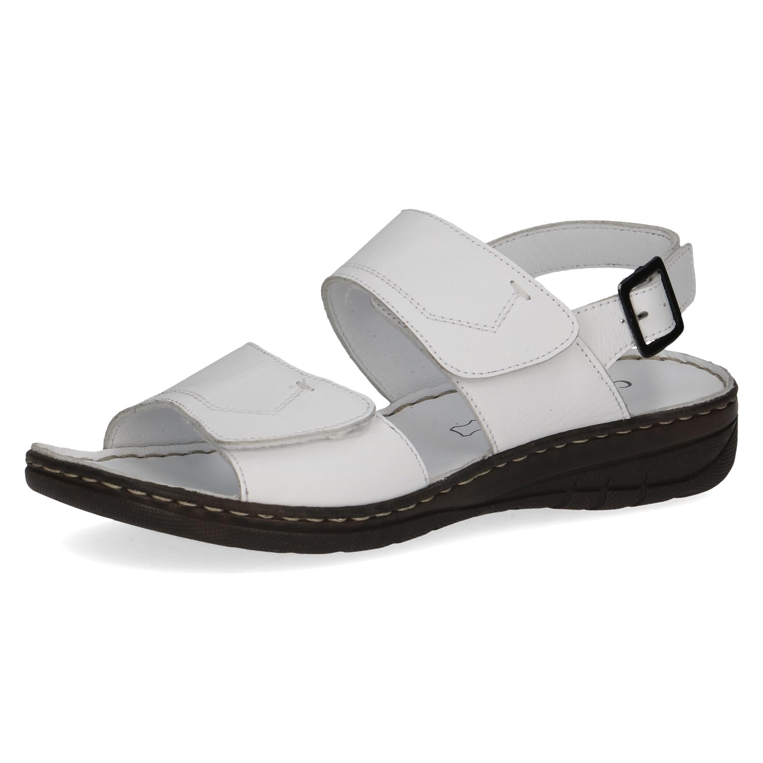 CAPRICE Women's Heeled Leather Sandals Comfortable, White (White Nappa), 8 UK