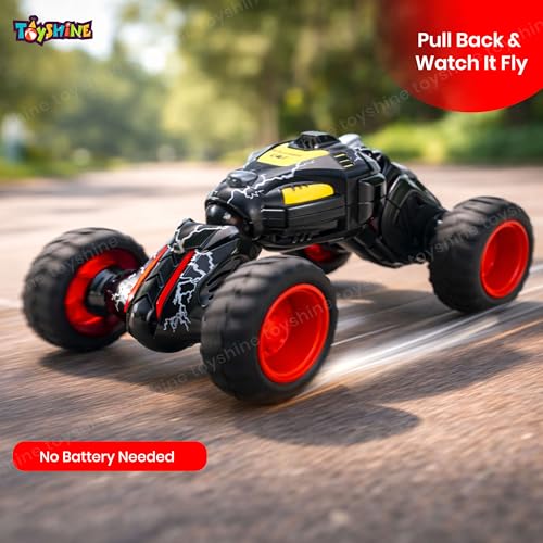 Image of Toyshine Pull Back Friction Powered Telescopic DTX Toy Car Off-Road Non Electric Stunt Toy Gift for Babies Toddlers Kids Boys Girls Age 2+ (Black)