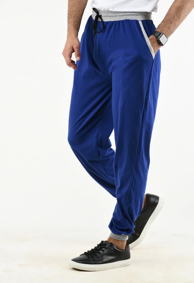 Mens Cotton Solid Stylish Lower Trackpants (Pack of 1) Blue-image-1