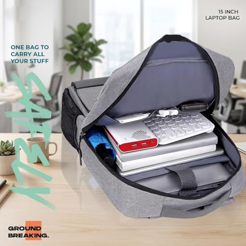 Image of Dyazo 15.6 inch Slim Laptop Backpack | 30L Business Notebook Computer Bag | Water-Resistant Laptop Bag | Suitable for Office College, School Men & Women (Grey)