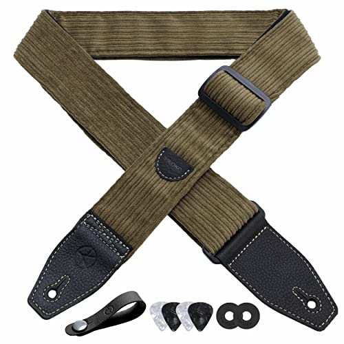 Guitar Strap 2″, Cotton Guitar Straps with Full Grain Leather End, for Bass, Electric and Acoustic Guitars - Les Beatles, Paul McCartney, John Lennon, RIngo Starr, George Harrison Guitar Strap 2", Cotton Guitar Straps with Full Grain Leather End, for Bass, Electric and Acoustic Guitars