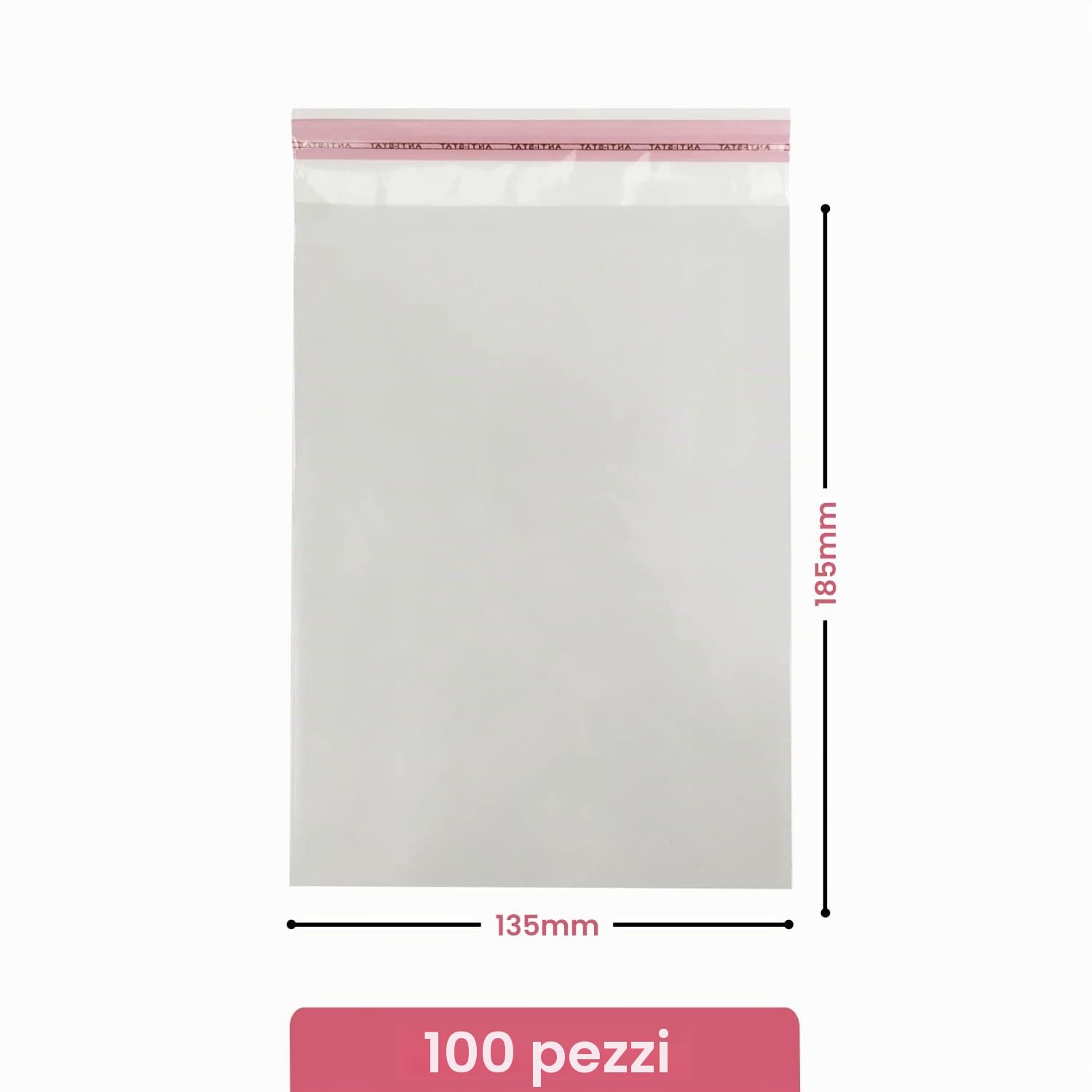 Netuno Bustine trasparenti autoadesivi 13,5 x 18,5 cm polipropilene sacchetti protettive per vestiti documenti