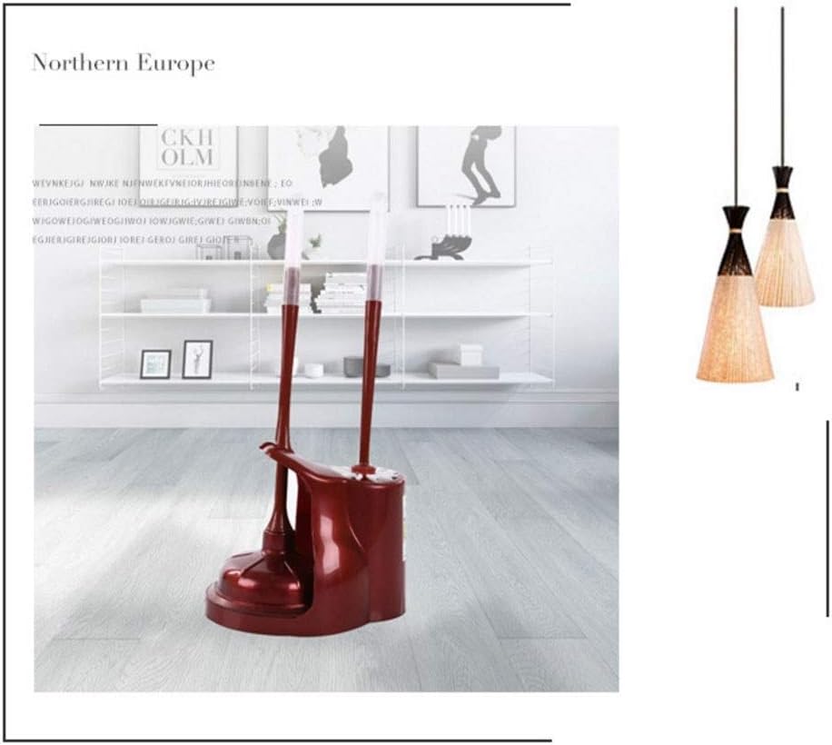 Turbo Plunger and Bowl Brush Caddy Set with Stand (red/Brown) Toilet Brush and Holder (Color : Rojo) (Red)