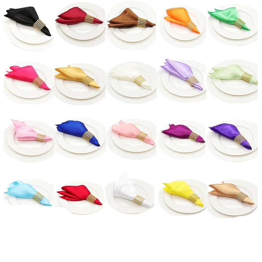 Stoffservietten,Servietten Stoff 50 stücke Servietten Hochzeit Dekoration Tuch Quadrat Satin Stoff Taschentuch Serviette Party Hause Liefert Abendessen Tisch Dekoration 30cm(Fuchsia)