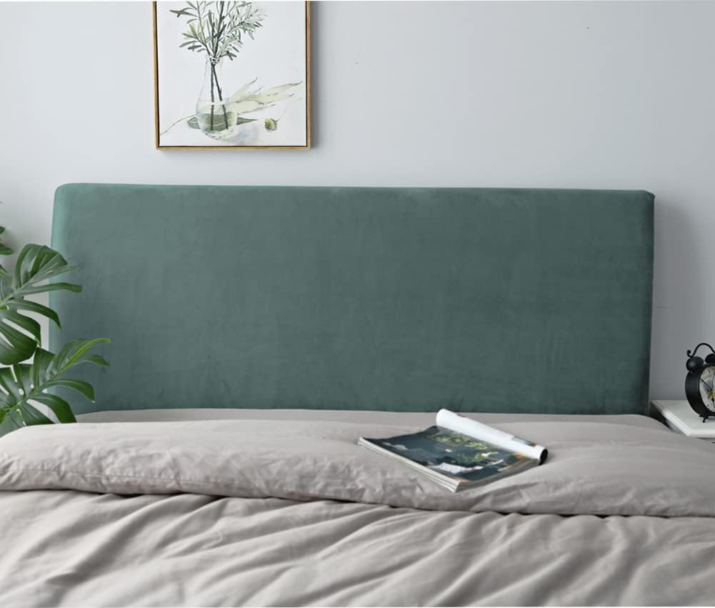 Bed Head Board Slipcover, Stretch Bed Headboard Cover, Dustproof Protector Cover for Linen Fabric Tufted Upholstered Headboard (Cypress Green, King Headboard Length (79"-86"))