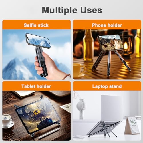 Image of Portable Travel Tablet /Phone /Laptop Stand, Adjustable Laptop Riser for Desk, Foldable Magnetic Phone Holder, Compatible with iPad, MacBook, iPhone (4.7-15.6'')