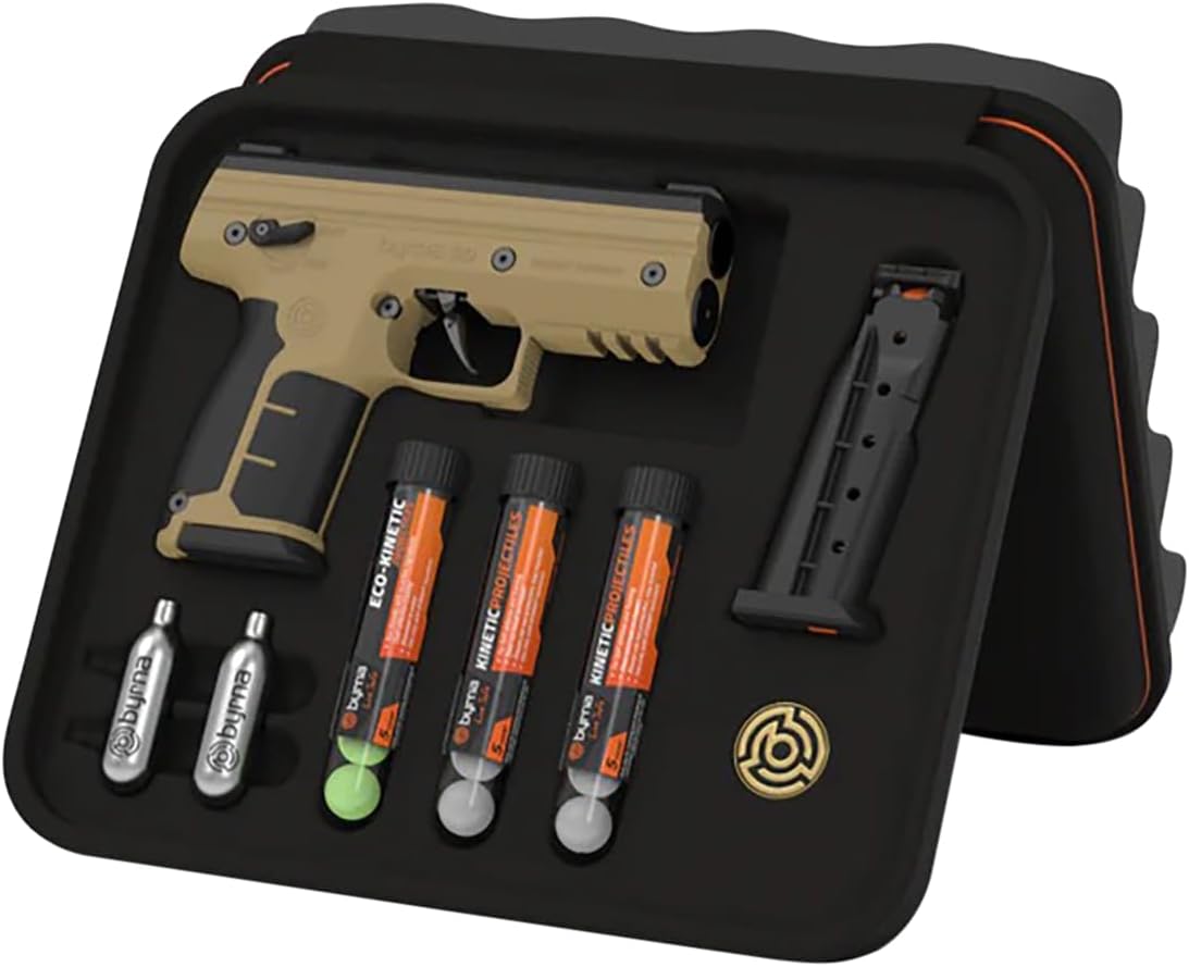 Byrna SD Complete Kinetic KIT Tan with 2 Magazines, CO2, Fifteen Balls, and A Zippered Carrying CASE