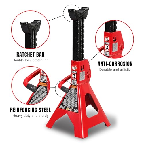 Image of Big RED 3 Ton Heavy Duty Steel Jack Stands, Capacity Car Lifting Stand,1 Pair