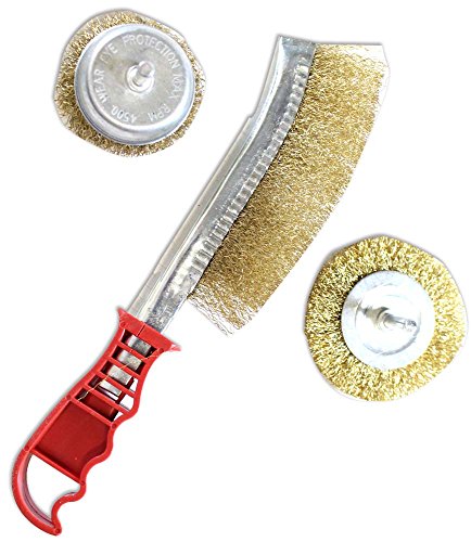 Bristle Industrial Brushes 3 Pc Brass Wire Brush Trio Set | Compatible with Electric Drills & Hand Work | Perfect for Wood, Metal, Concrete, Rust & Paint Removal