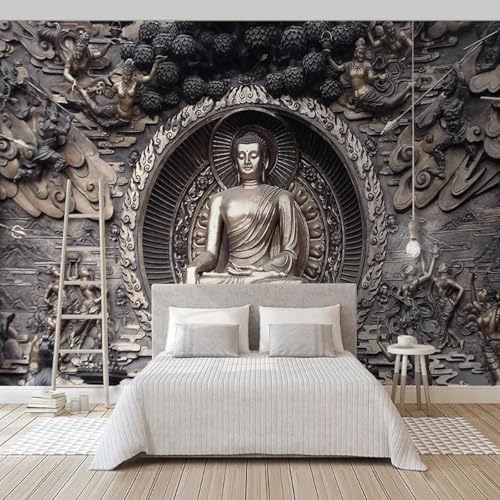 XLMING Estatua De Buda 3D Papel Pintado Oficina Comedor Sofá Dormitorio Sala de Estar TV Fondo de Pantalla-150cm×105cm