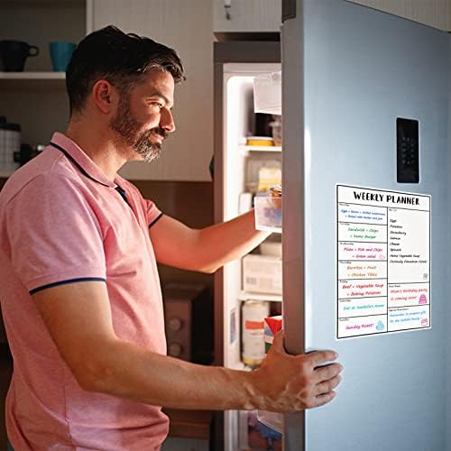 A3 Magnetic Weekly Planner Fridge Meal Planner Whiteboard Calendar Menu Notes Fridge Organizer for Family Weekly Planner, Shopping List, Special Reminder
