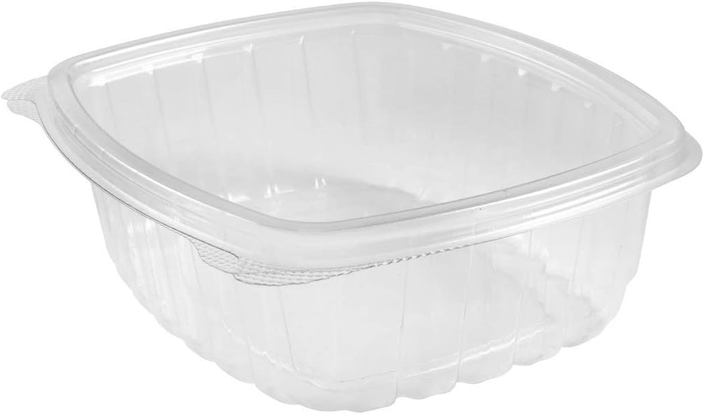 Karat 200 Count Clear PET Hinged Deli Take Out Containers - 32 oz Plastic Clamshell Food Containers, Disposable Square to Go Boxes, Ideal for Pasta Salads, Fruit, Deli Sides and More, FP-HDC32
