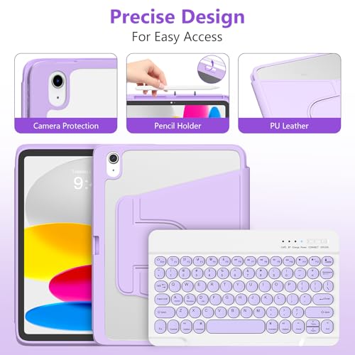Image of besky Keyboard Case for iPad A16 11th /10th Gen 11 /10.9 Inch, 360 Rotatable