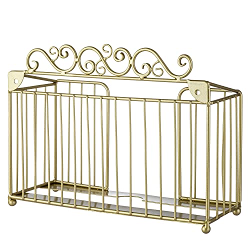 Mygift Wall Mounted Brass Tone Metal Paper Towel Holder With Vintage Scrollwork Design For Refillable C-Fold, Z Fold And Tri Fold Paper Hand Towels, Commercial Disposable Folded Towel Napkin Rack #TOP5