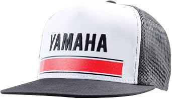 YAMAHA Snapback Racing Hat Team, Classic Logo, Throwback Logo One Size Fits Most - Vintage White/Black