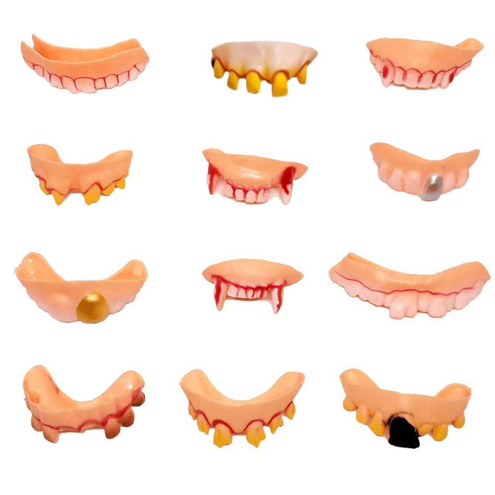 12 Stück Vampirzähne Halloween - Gruselige Fake Zähne Für Kostüme