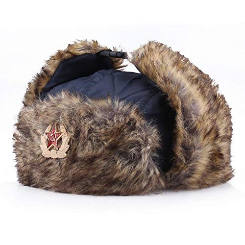 Casquette neige ski style bomber en fausse fourrure épaisse et douce