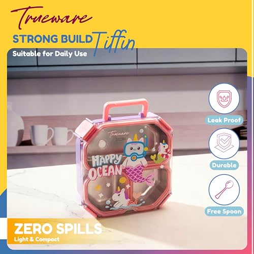 Image of Trueware Astro 304 Stainless Steel PU Insulated Lunch Box with Three Compartment BPA Free, Food Grade Ideal for School, Picnic, Office & Outdoor - 640ml