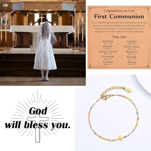Image of Christian Cross Bracelets for Girls Women, Easter Basket Stuffers