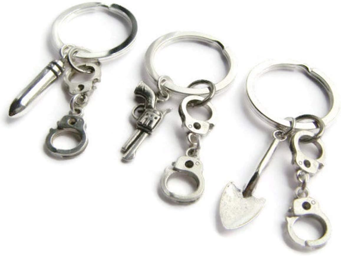 3 Partners in Crime Keyrings, Best Friends Keychain Set, Friendship Jewelry, Handcuff Jewellery, BFF Token, Sisters Gift for Birthday