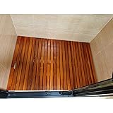 Slats Vented Design: Diese Dusch-/Badematte aus Holz verhindert Aquaplaning, Wasser fließt unter die Matte und trocknet schließlich aus, wodurch das Badezimmer sicherer und sauberer wird. (Wasser sammelt sich nicht)