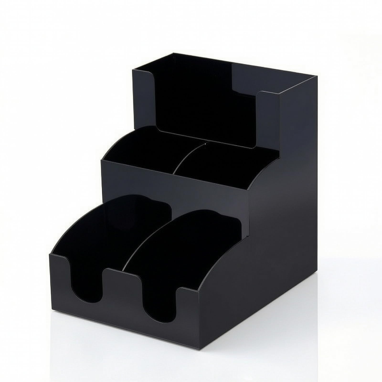 Organizador Acrilico con Compartimentos Multiples para Pajillas Tapas y Mezcladores Cafe Acuado para Refrescos en Restauran, Negro, Style to 4