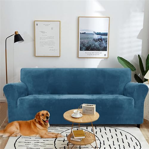 Housse Canapé Velours Extensible 3 Places YSTELLAA