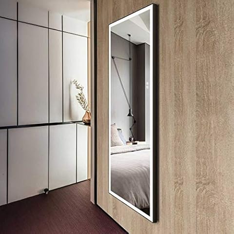BHBL LED Full Length Mirror, Large Dressing Mirror with Touch Button, 70 x 28 Inch, Black Frame, Dimmable, Plug-in, Floor Standing & Wall Mounted Mirror (D1901-7028) Cover
